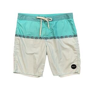 RVCA Board Shorts Mens 34 Aruba White 4-Way Stretch Swim Surf Beach Lightweight